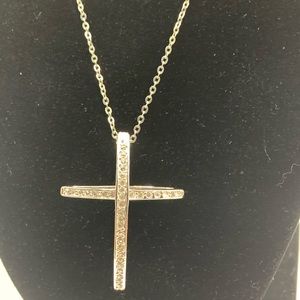 Large Silver Cross and Stone